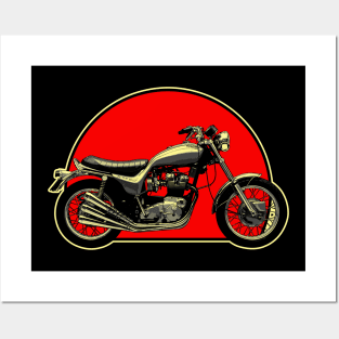 BSA-Triumph X-75 Hurricane 1973 Retro Red Circle Motorcycle Posters and Art